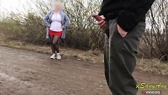 Amateur Voyeur Captures Outdoor Encounter With Mature Woman In Pantyhose
